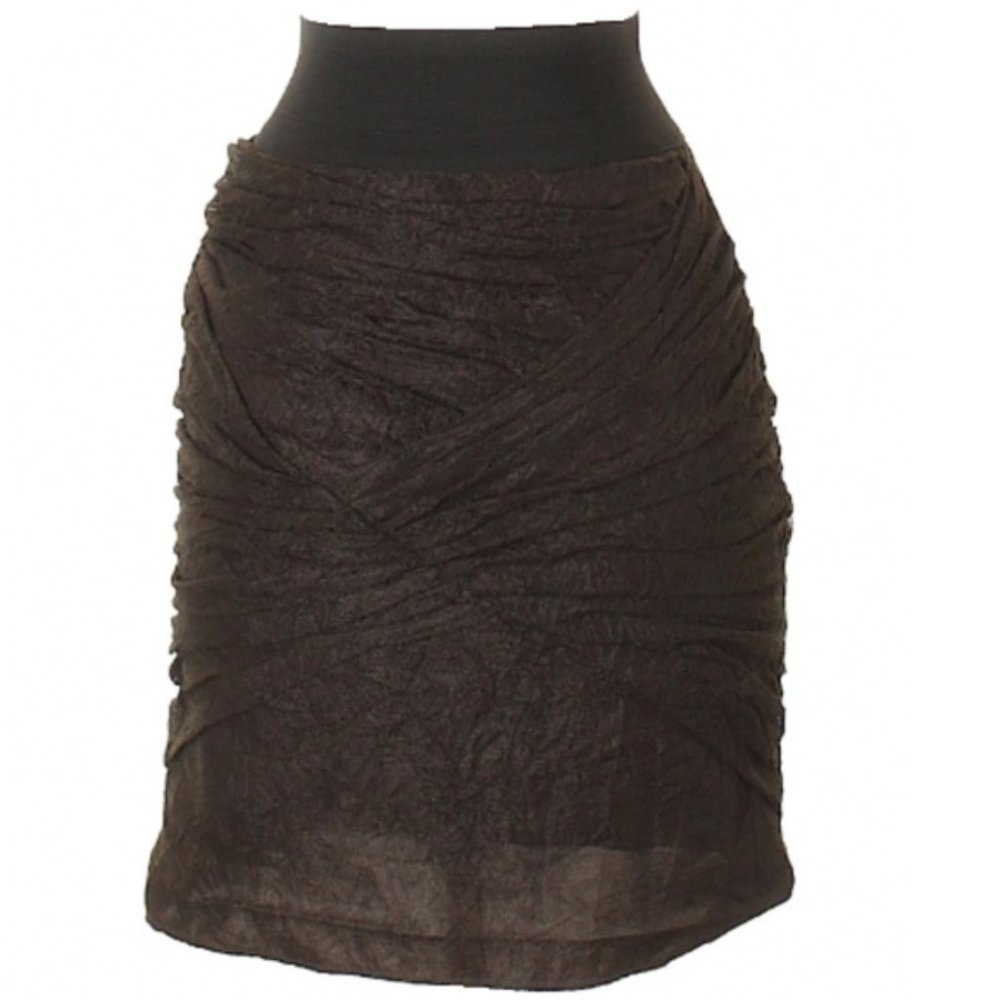 Foley + Corinna Skirt Womens Size XS Brown Ruched Tulle Pencil Elastic Waist